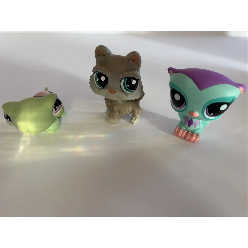 Littlest Pet Shop Set Of 3 - Turtle, Dog, Owl